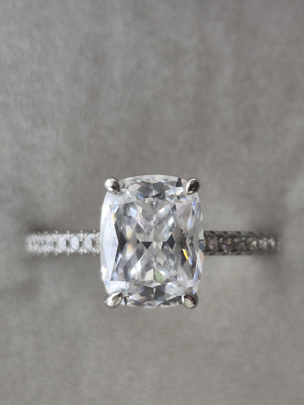 GRA Certified 3 Carat* Cushion-Cut Moissanite Ring Size 7 US